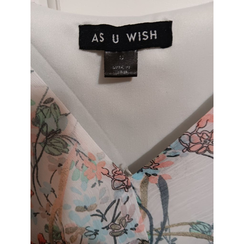 AS U WISH White & Pink Floral Faux Wrap Dress Size S - Picture 7 of 8